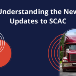 Red truck driving on a road, surrounded by stylized red and white circle patterns. Text reads, "Understanding the New Updates to SCAC."